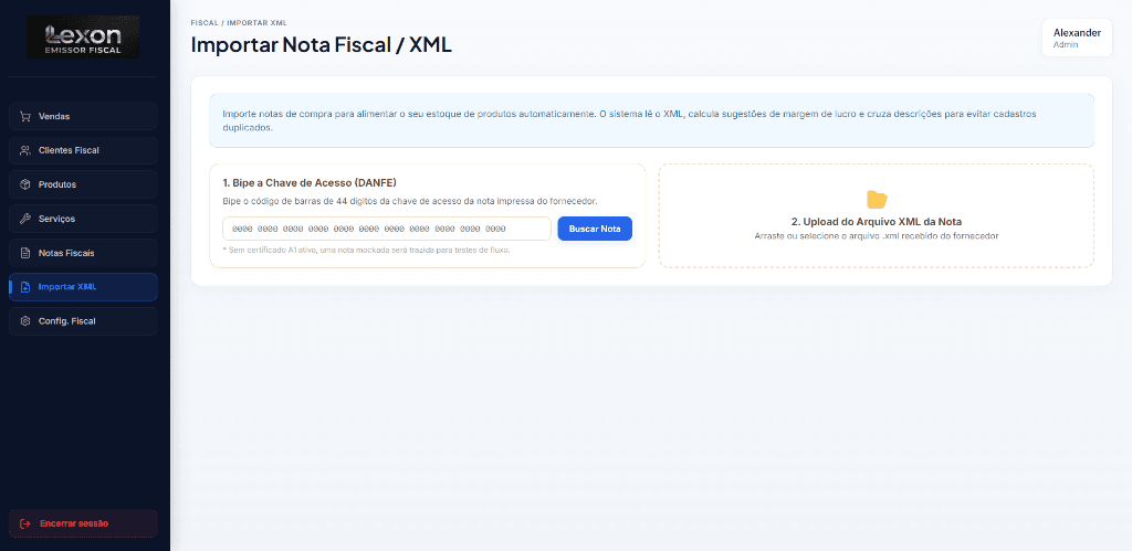 Interface de importação de XML — entrada automática de estoque