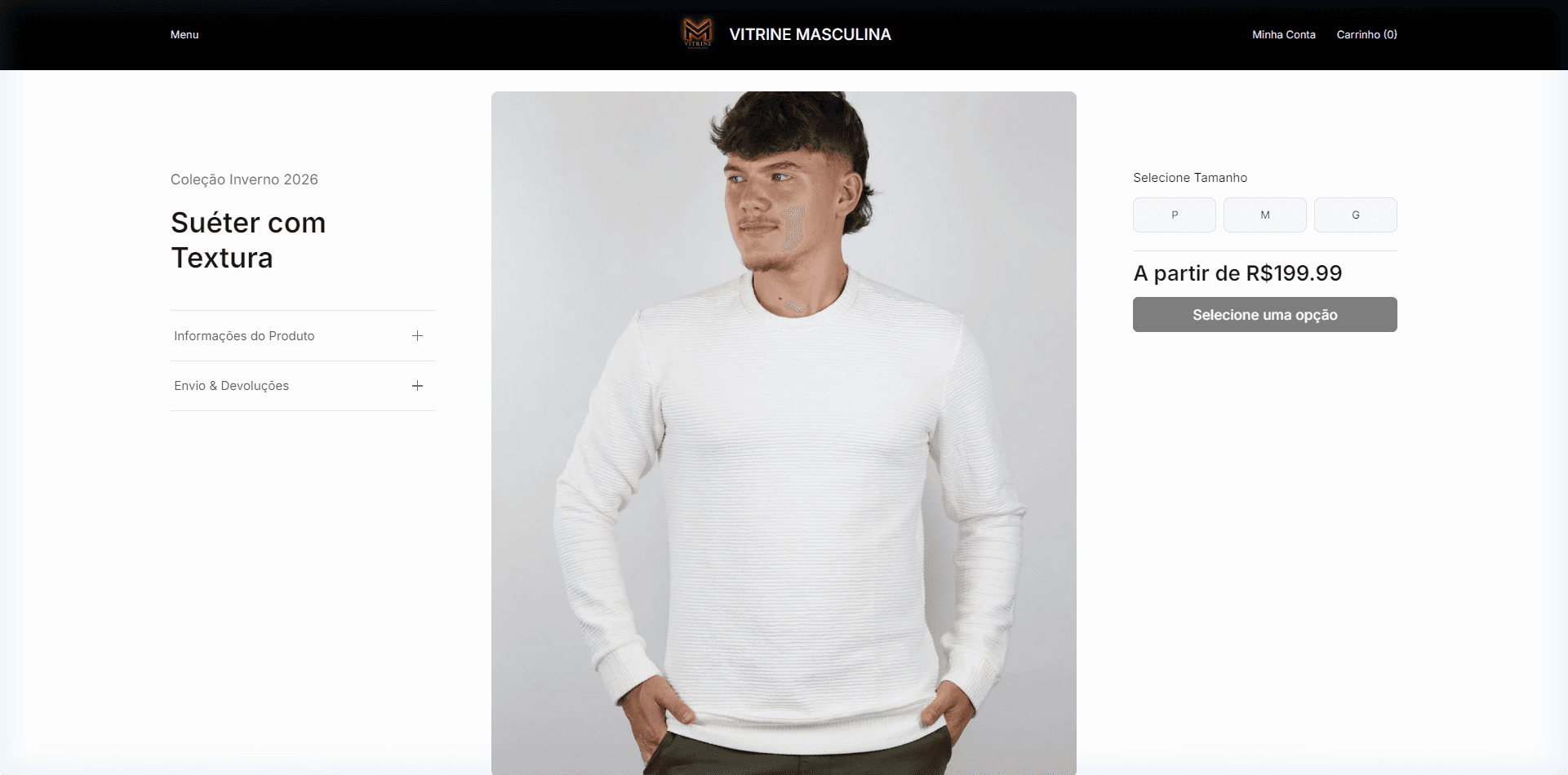 Página de Produto — Vitrine Masculina